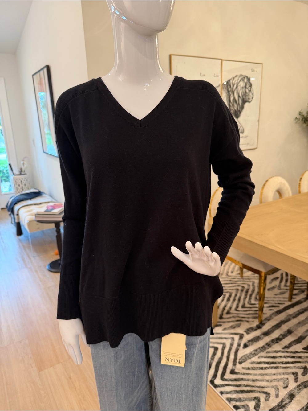 H by Halston V-Neck Black Sweater